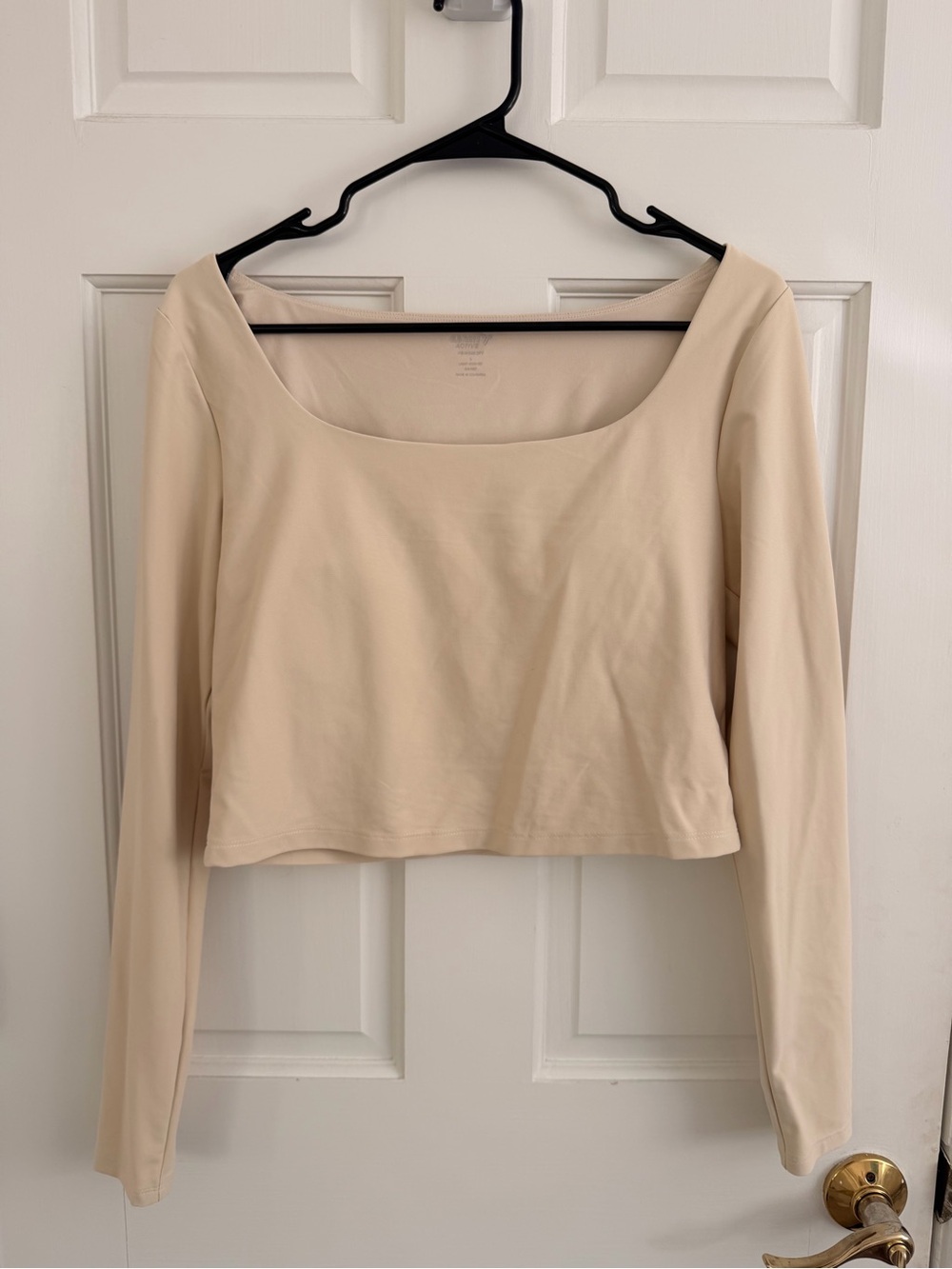 Old Navy Cream Square Neck Long Sleeve Crop Top